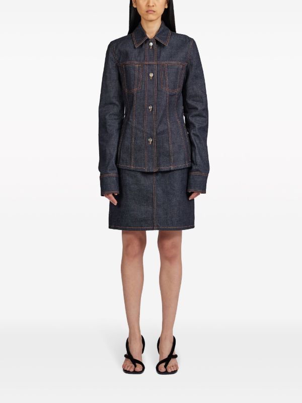 Ferragamo Blue Contrast-Stitching Denim Jacket | Browns Denim Jackets
