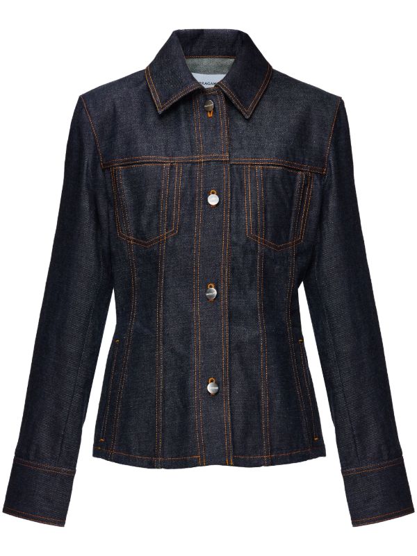 Ferragamo Blue Contrast-Stitching Denim Jacket | Browns Denim Jackets
