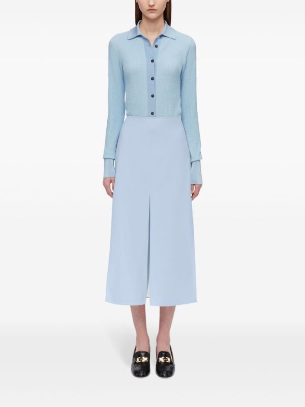 Ferragamo Blue Layered Midi Skirt | Browns High-Waisted Skirts