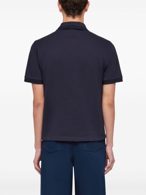 Ferragamo Blue Logo-Embroidered Polo Shirt | Browns Polo Shirts