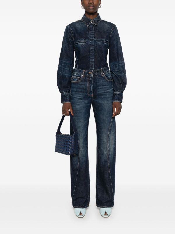 Ferragamo Blue Panelled Denim Shirt | Browns Shirts