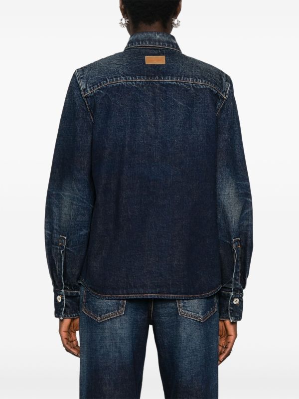 Ferragamo Blue Panelled Denim Shirt | Browns Shirts