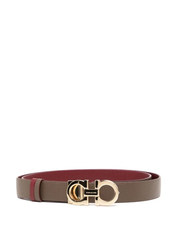 Ferragamo Brown Reversible Leather Gancini Belt | Browns Belts