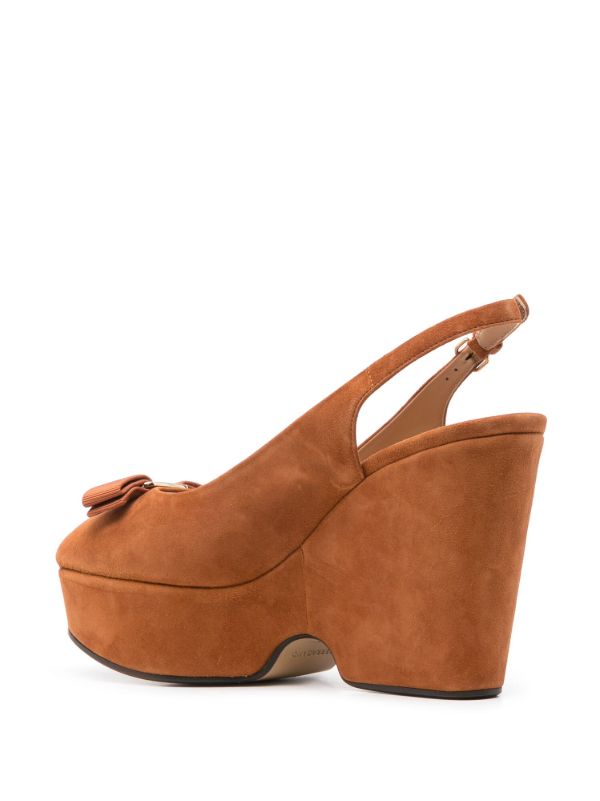 Ferragamo Brown Vara Suede Wedge Sandals | Browns Pumps