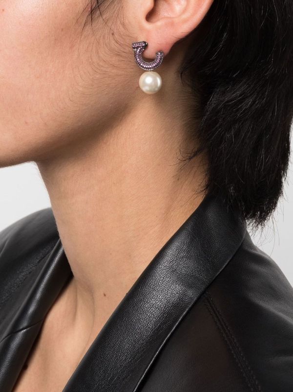 Ferragamo Fuchsia Gancini Pearl Earrings | Browns Earrings