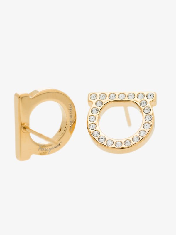 Ferragamo Gold Tone Gancini Crystal Earrings | Browns Earrings