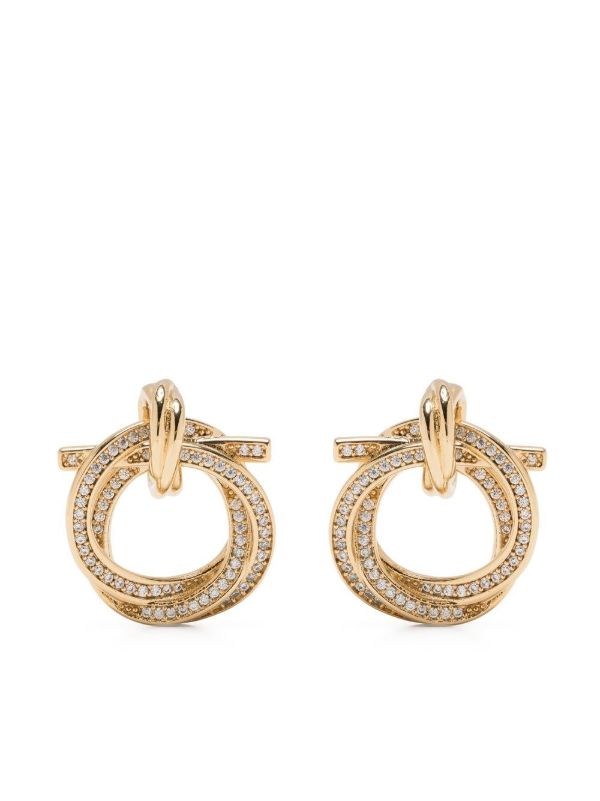 Ferragamo Gold Tone Gancini crystal-embellished earrings | Browns Earrings
