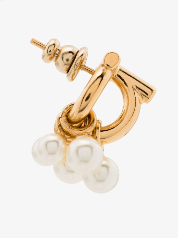 Ferragamo Gold Tone Gancini Pearl Stud Earrings | Browns Earrings