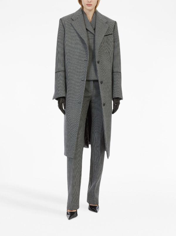 Ferragamo Grey Checked Single-Breasted Coat | Browns Single Breasted Coats