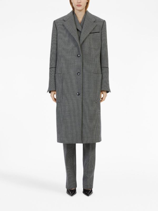 Ferragamo Grey Checked Single-Breasted Coat | Browns Single Breasted Coats