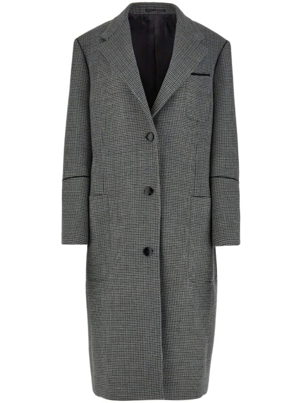 Ferragamo Grey Checked Single-Breasted Coat | Browns Single Breasted Coats