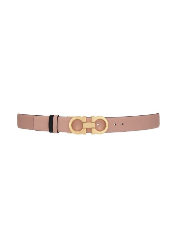 Ferragamo Pink And Black Gancini Reversible Leather Belt | Browns Belts