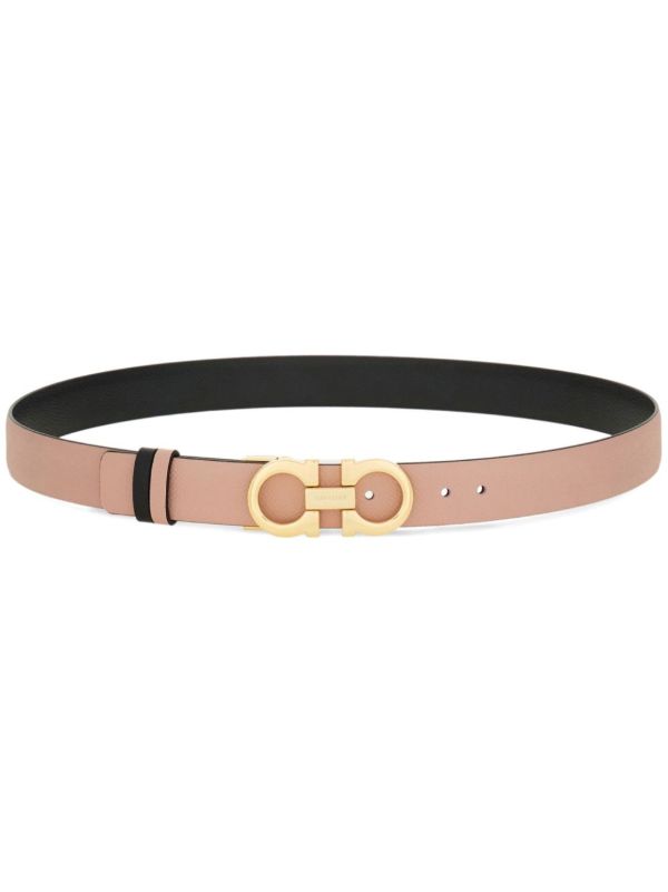 Ferragamo Pink And Black Gancini Reversible Leather Belt | Browns Belts