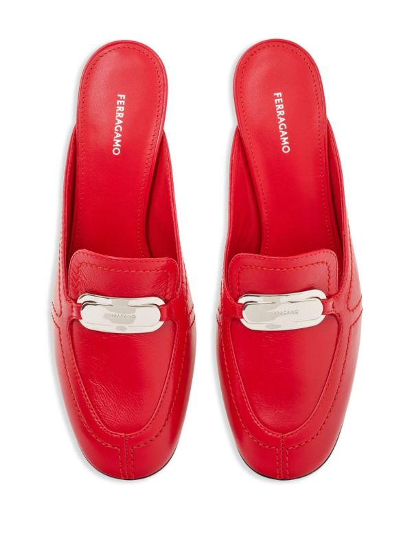 Ferragamo Red New Vara Leather Mules | Browns Mules