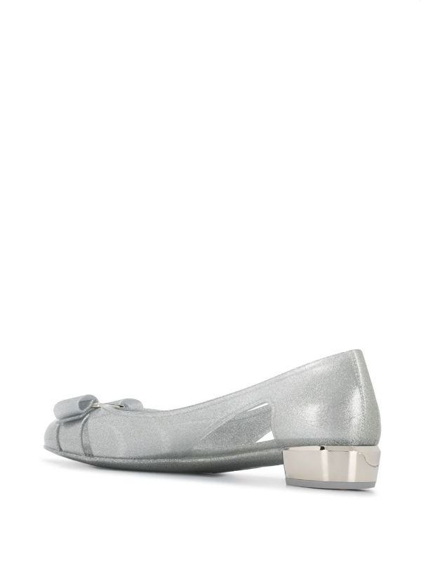 Ferragamo Silver 30mm Jelly Ballet Pumps | Browns Ballerina Shoes