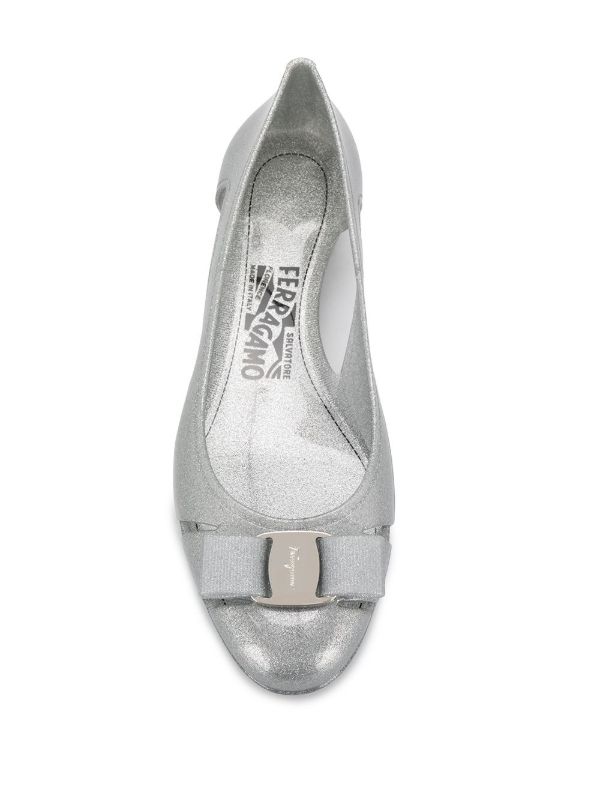 Ferragamo Silver 30mm Jelly Ballet Pumps | Browns Ballerina Shoes