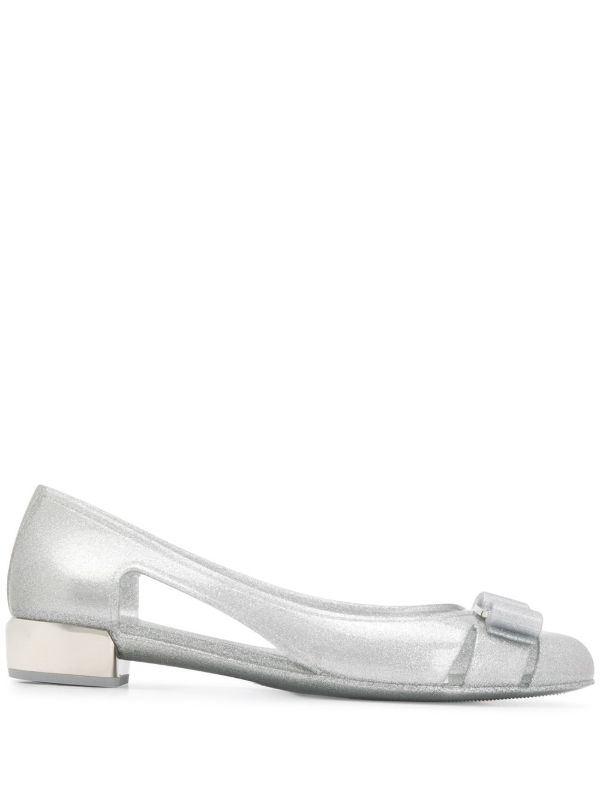 Ferragamo Silver 30mm Jelly Ballet Pumps | Browns Ballerina Shoes