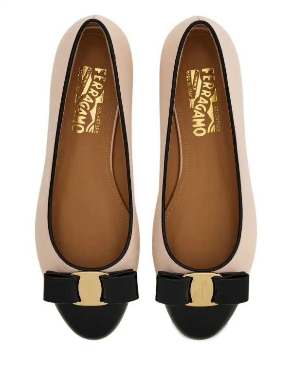 Ferragamo Varina Leather Ballerina Shoes | Browns Ballerina Shoes