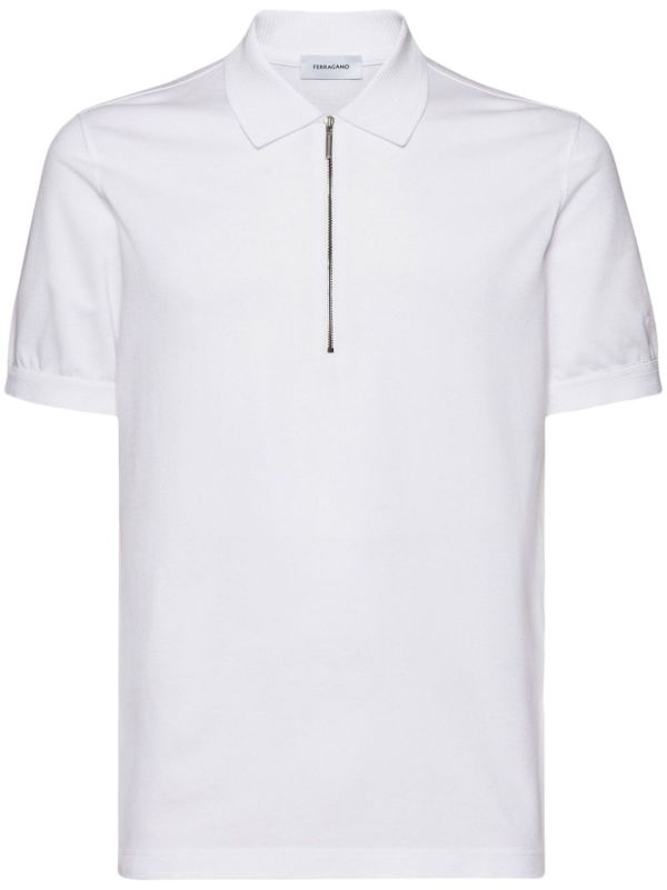 Ferragamo White Short-Sleeve Cotton Polo Shirt | Browns Polo Shirts