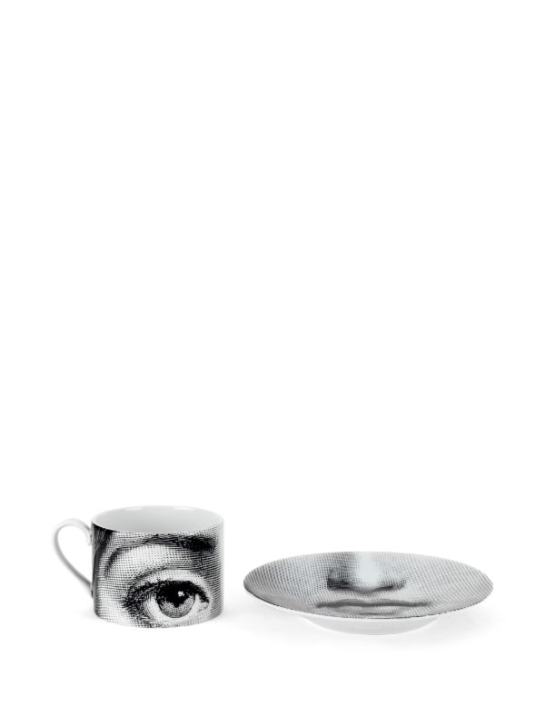 Fornasetti Black Tema E Variazioni N1 Tea Cup | Browns Cups & Tea Sets