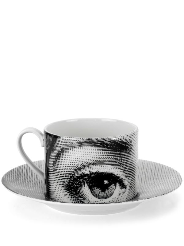 Fornasetti Black Tema E Variazioni N1 Tea Cup | Browns Cups & Tea Sets