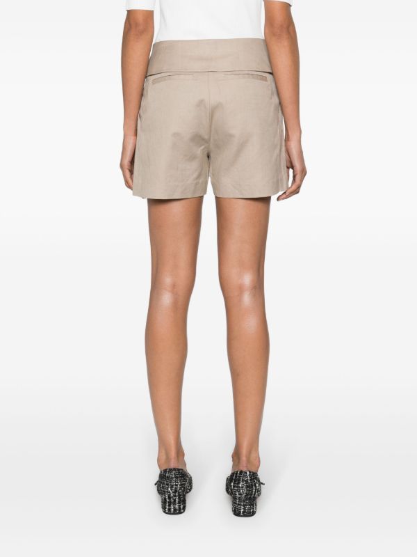 FRAME Beige Foldover Waistband Minishorts | Browns Short & Mini Shorts