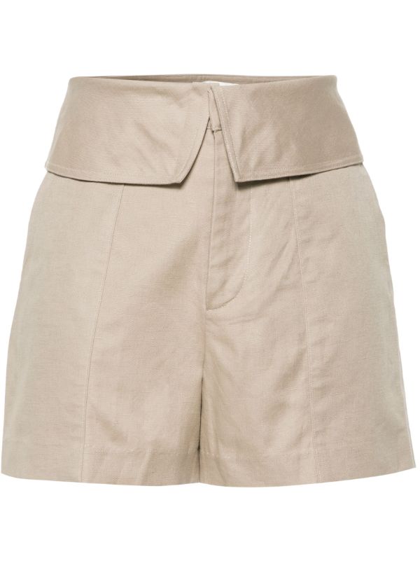 FRAME Beige Foldover Waistband Minishorts | Browns Short & Mini Shorts