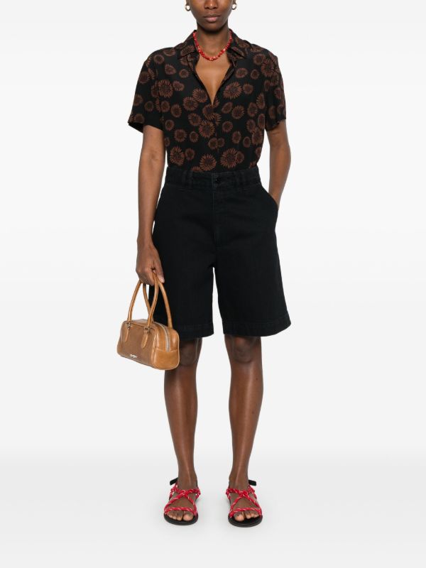 FRAME Black Organic Cotton Denim Shorts | Browns Denim Shorts