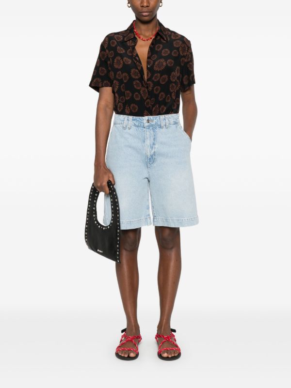 FRAME Blue Organic Cotton Denim Shorts | Browns Denim Shorts