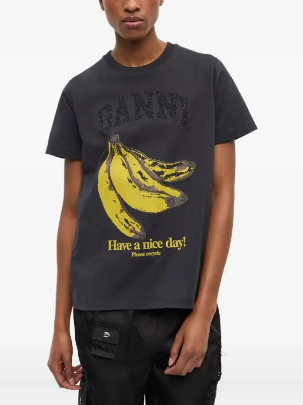 GANNI Banana-print T-shirt | Browns T-Shirts & Jersey Shirts