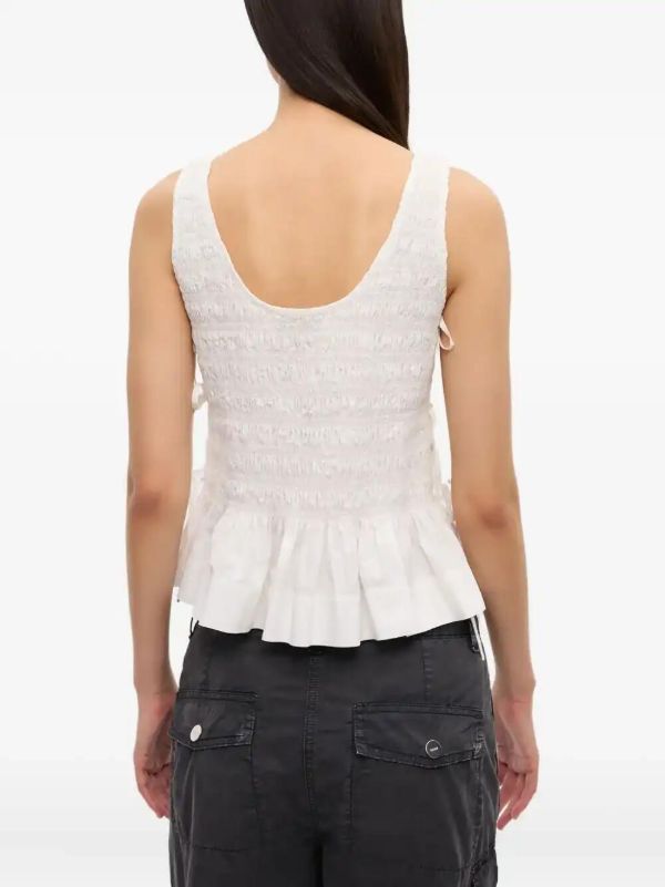 GANNI Chambray Seersucker Top | Browns Vests & Tank Tops