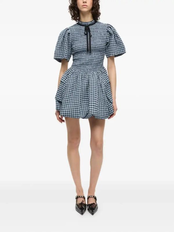 GANNI Checked Seersucker Mini Dress | Browns Day Dresses
