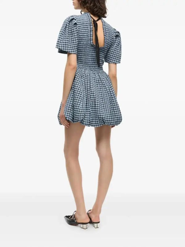 GANNI Checked Seersucker Mini Dress | Browns Day Dresses