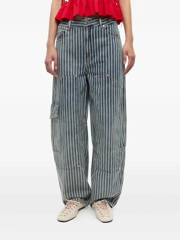 GANNI Striped Jeans | Browns Straight-Leg Jeans