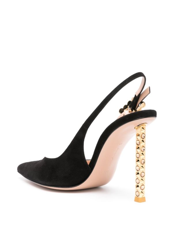 Gianvito Rossi Black 110 Studded-Heel Slingback Pumps | Browns Pumps