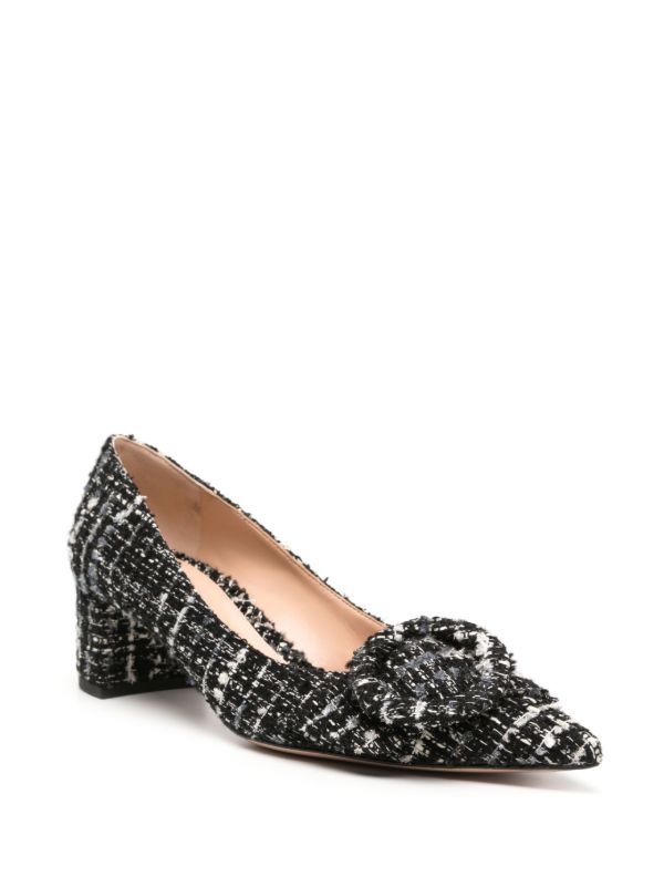 Gianvito Rossi Black And White Buckle Detail Tweed Pumps | Browns Pumps