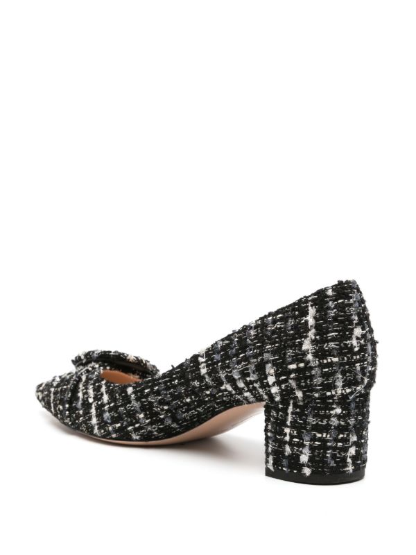 Gianvito Rossi Black And White Buckle Detail Tweed Pumps | Browns Pumps