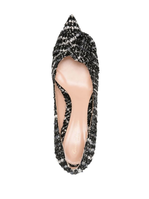 Gianvito Rossi Black And White Buckle Detail Tweed Pumps | Browns Pumps