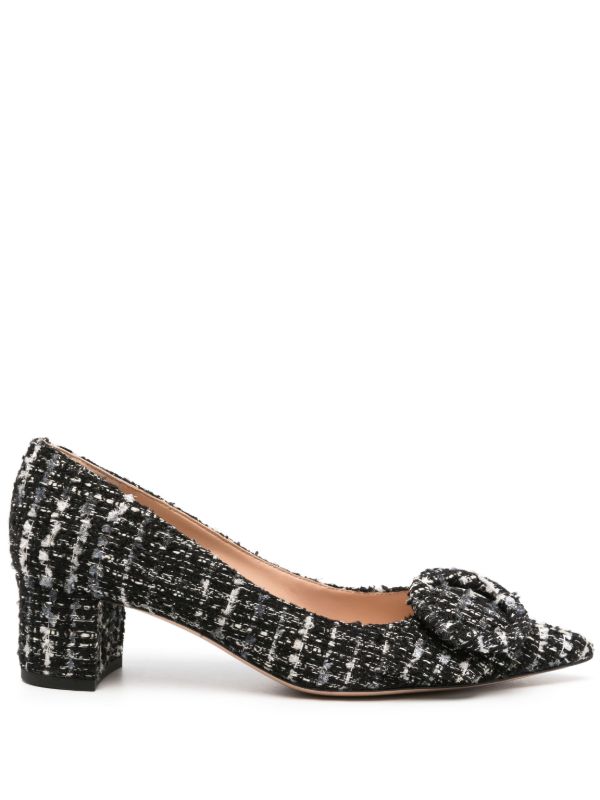 Gianvito Rossi Black And White Buckle Detail Tweed Pumps | Browns Pumps
