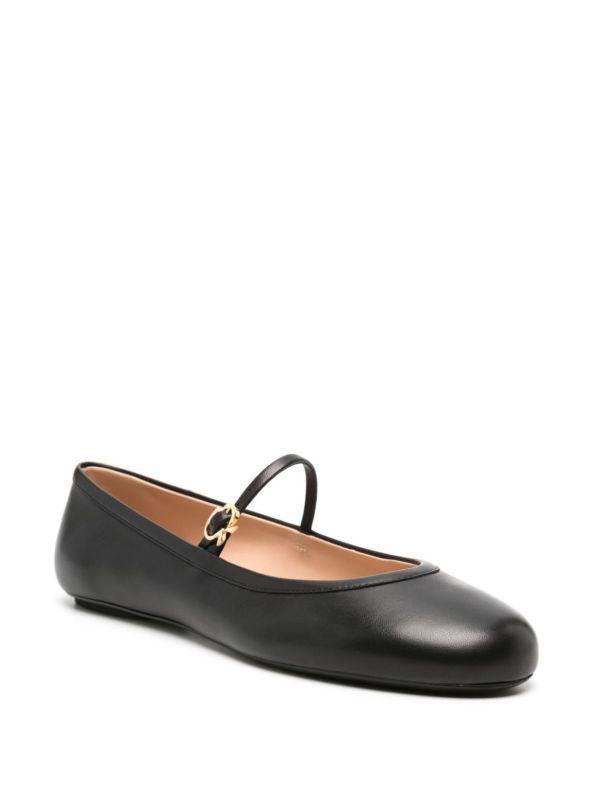 Gianvito Rossi Black Carla Leather Ballet Pumps | Browns Ballerina Shoes
