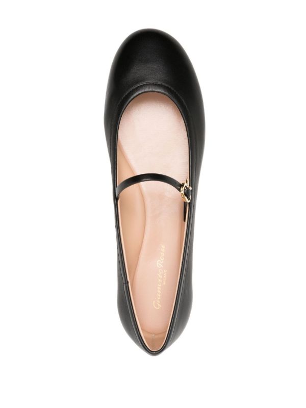 Gianvito Rossi Black Carla Leather Ballet Pumps | Browns Ballerina Shoes