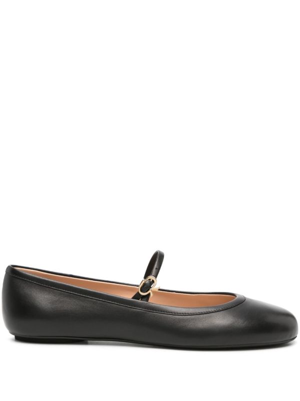 Gianvito Rossi Black Carla Leather Ballet Pumps | Browns Ballerina Shoes
