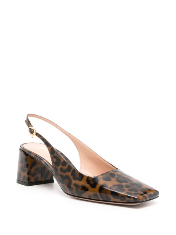 Gianvito Rossi Brown Leopard Print Matte Leather Sling-Back Pumps | Browns Pumps