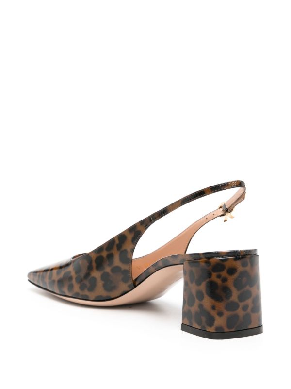 Gianvito Rossi Brown Leopard Print Matte Leather Sling-Back Pumps | Browns Pumps
