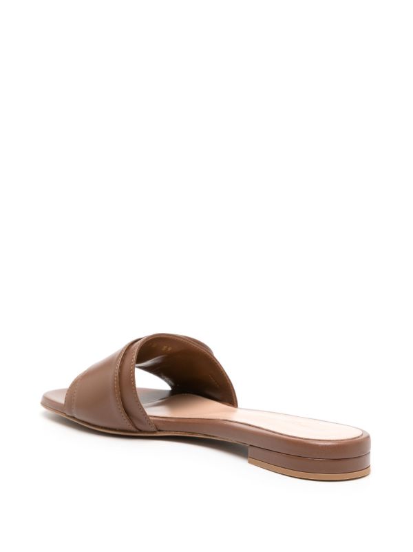Gianvito Rossi Brown Venezia Flat Leather Sandals | Browns Sandals