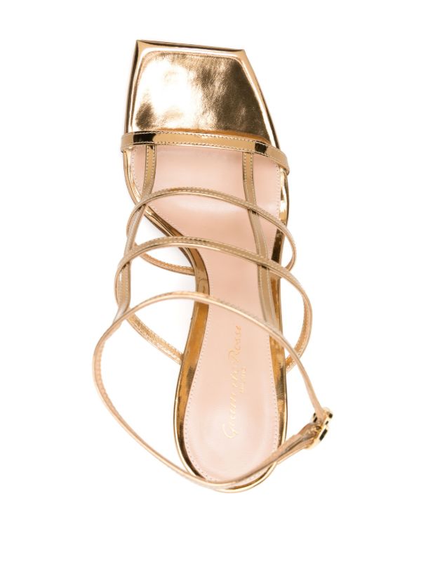Gianvito Rossi Gold-Tone Caged 95mm Patent Leather Sandals | Browns Sandals