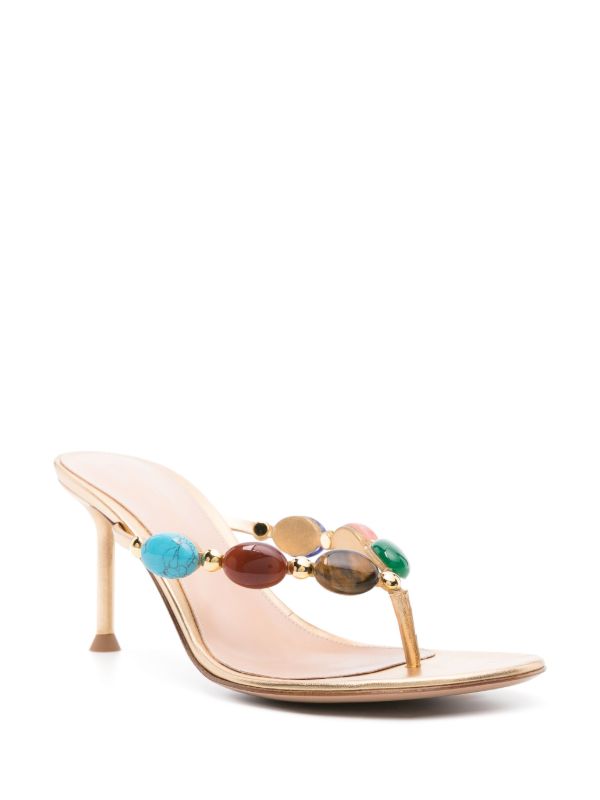 Gianvito Rossi Gold-Tone Shanti 70 Leather Sandals | Browns Sandals