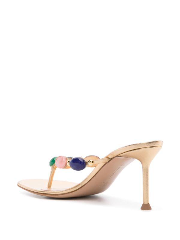 Gianvito Rossi Gold-Tone Shanti 70 Leather Sandals | Browns Sandals