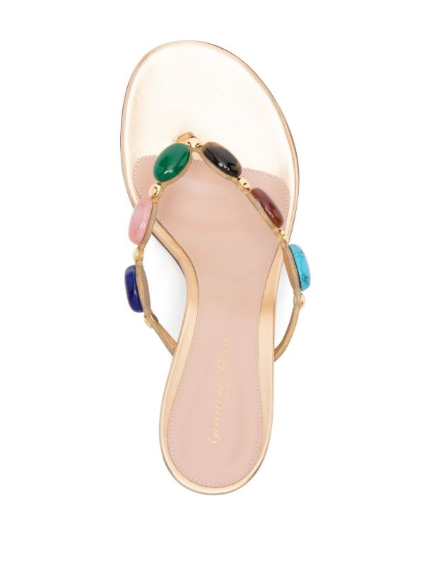 Gianvito Rossi Gold-Tone Shanti 70 Leather Sandals | Browns Sandals