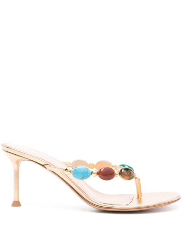 Gianvito Rossi Gold-Tone Shanti 70 Leather Sandals | Browns Sandals